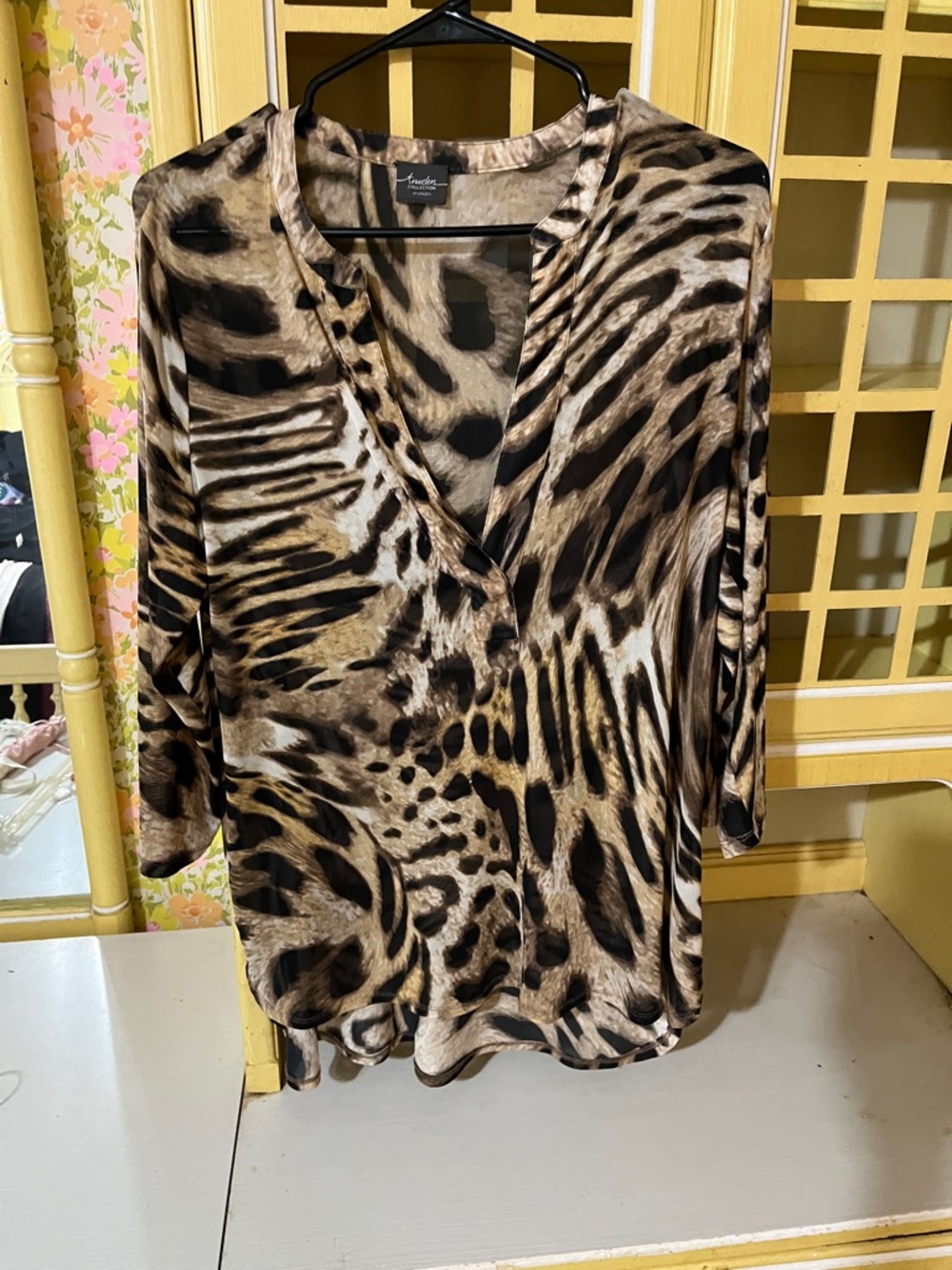 Chico's Brown Black Animal-Print V-Neck Top